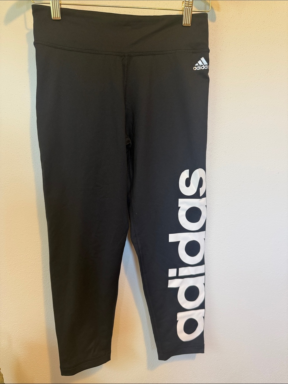 adidas Black Leggings with White Side Logo
